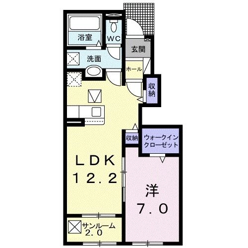 久留米市三潴町福光のアパートの間取り