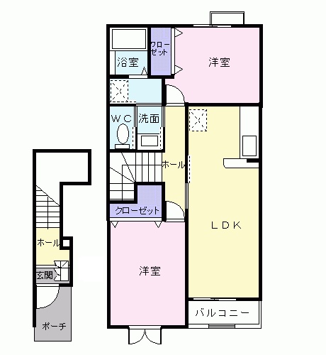 広島市東区福田のアパートの間取り