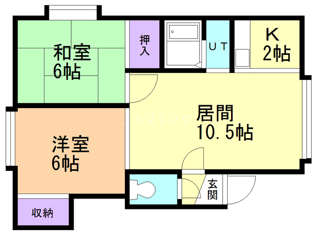 札幌市西区八軒九条東のアパートの間取り