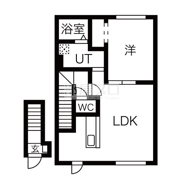 千歳市自由ケ丘のアパートの間取り