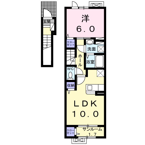 上山市旭町のアパートの間取り