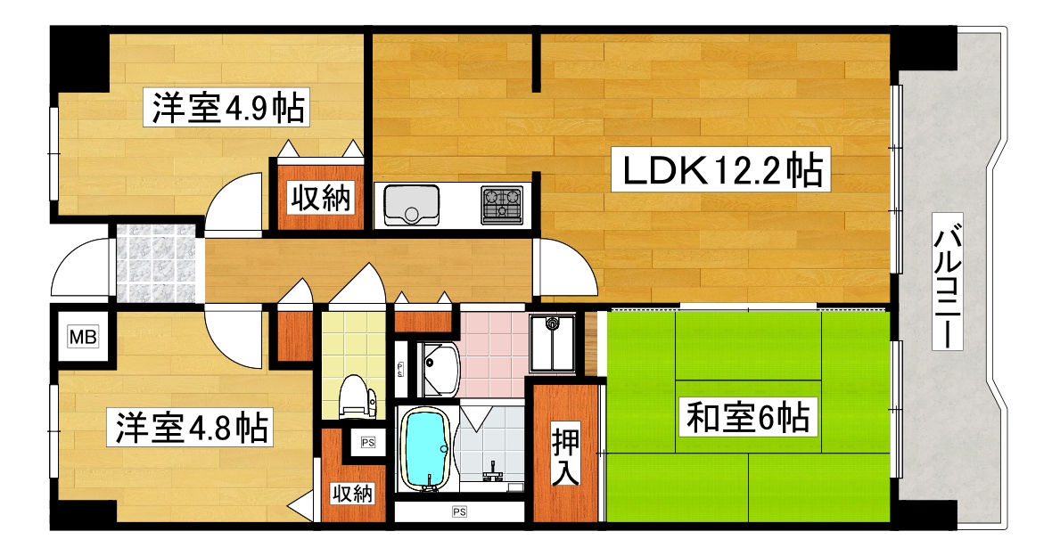 大阪市住之江区新北島のマンションの間取り