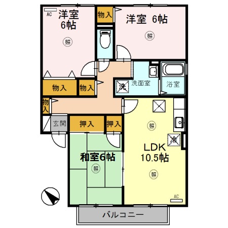 サンハイム　２棟の間取り