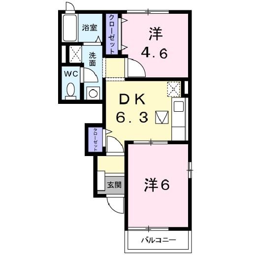 白河市大のアパートの間取り