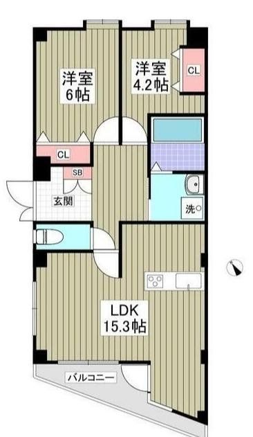 川崎市高津区東野川のマンションの間取り