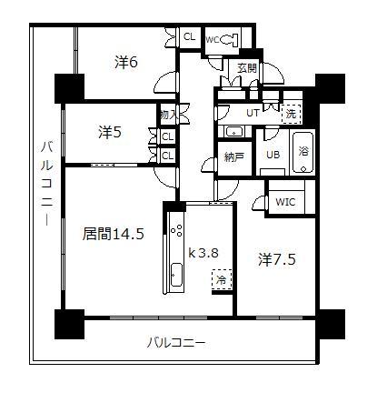 旭川市一条通のマンションの間取り