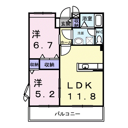 【豊橋市神野新田町のアパートの間取り】