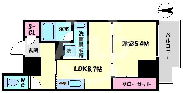 大阪市北区野崎町のマンションの間取り