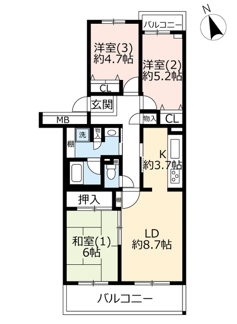 ＵＲパークサイド鎌ヶ谷の間取り