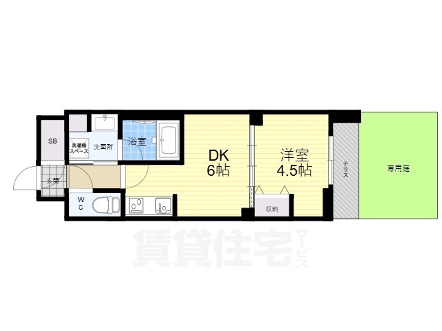 京都市南区唐橋経田町のマンションの間取り