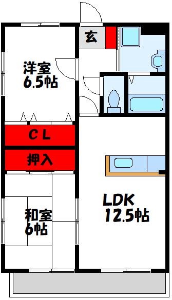 宗像市田久のマンションの間取り