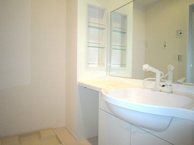 洗面設備　★シャワー付き大型鏡面化粧台★