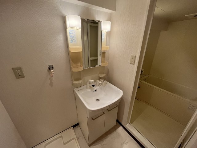 洗面設備　スペースが確保できる洗面所です