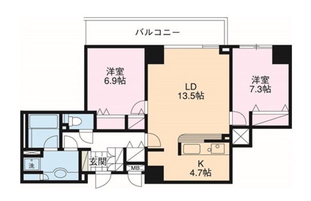 ＪＲ京浜東北線 横浜駅 徒歩5分 21階建 築24年の間取り写真