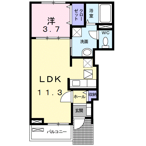 舞鶴市字引土のアパートの間取り