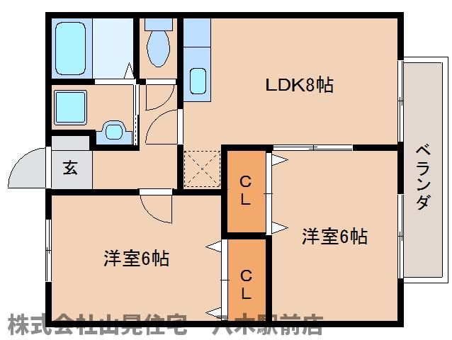 橿原市曲川町のアパートの間取り