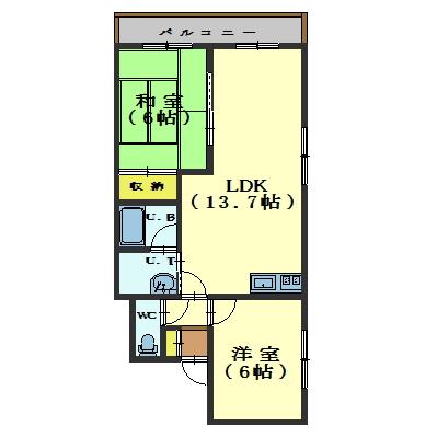 函館市北浜町のマンションの間取り