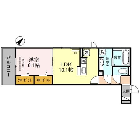 京都市右京区太秦和泉式部町のアパートの間取り