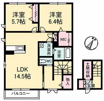 山口市嘉川のアパートの間取り