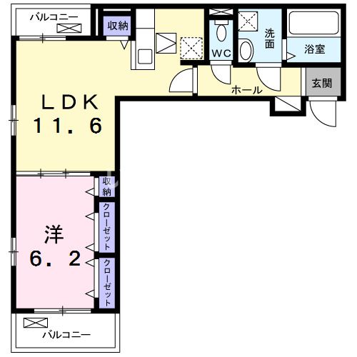 枚方市大峰元町のアパートの間取り