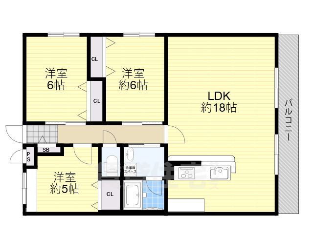 箕面市新稲のマンションの間取り