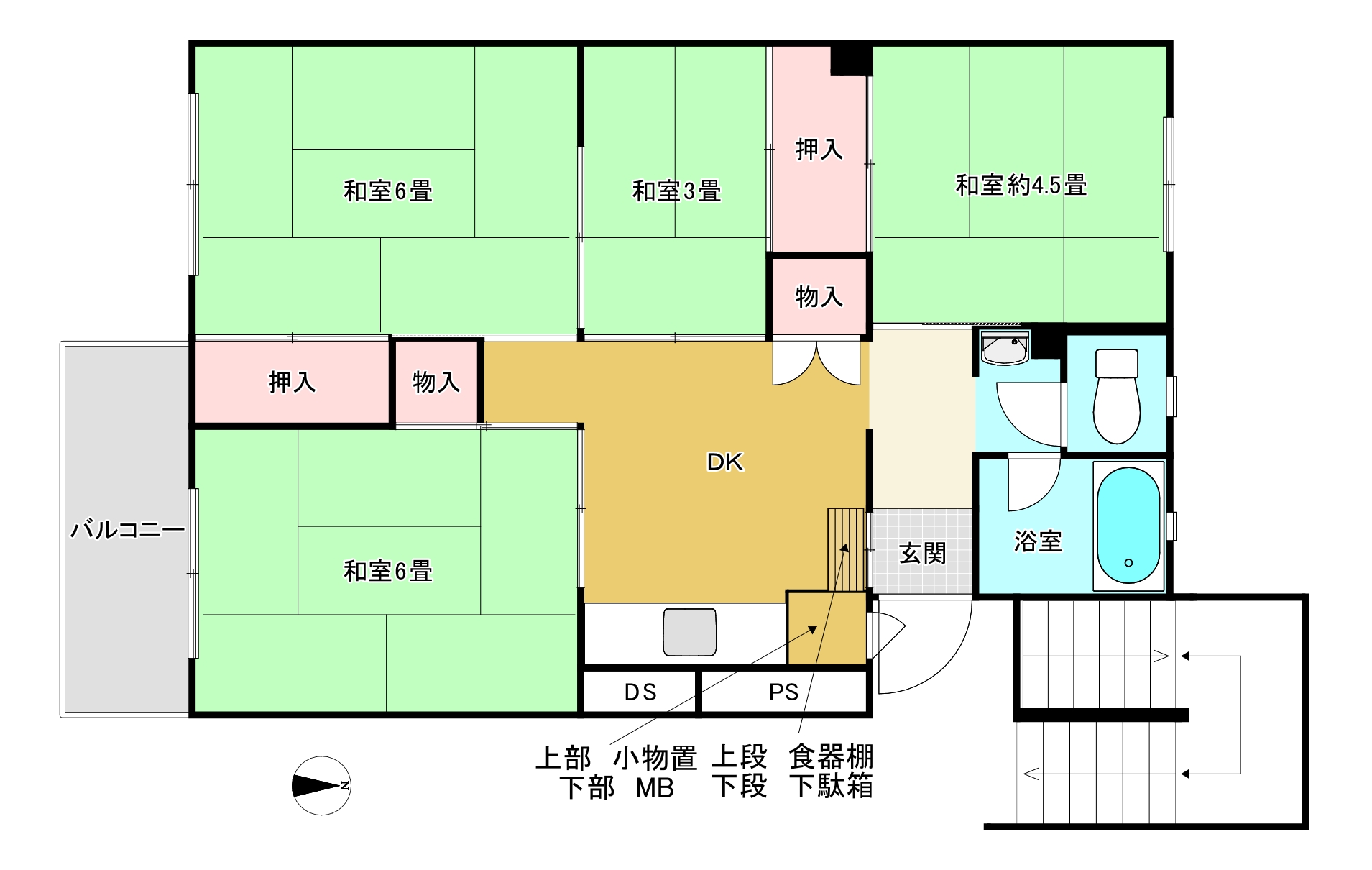 石原住宅　E棟E棟の間取り