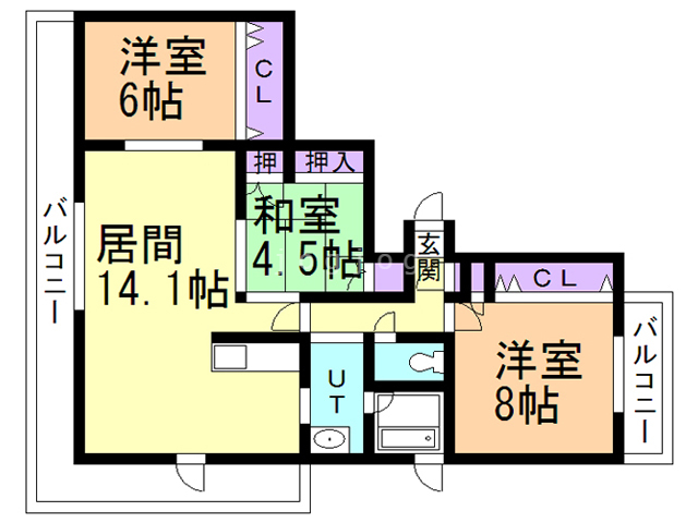 札幌市中央区南九条西のマンションの間取り