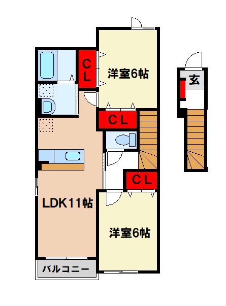 【太宰府市御笠のアパートの間取り】