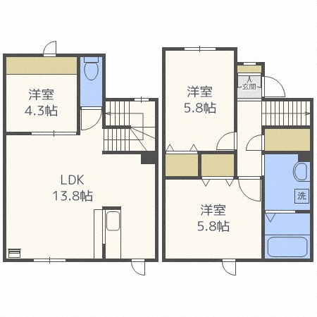 Ｃａｓａ　ｄｅ　Ｒｕｈｅ屯田（カサデルーエ屯田）の間取り