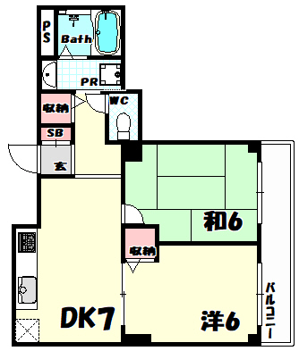 神戸市中央区下山手通のマンションの間取り