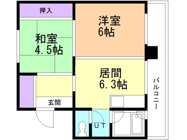 札幌市手稲区富丘一条のマンションの間取り