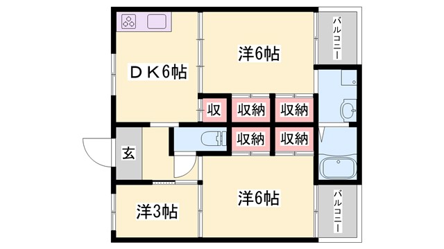 加古川市野口町野口のマンションの間取り