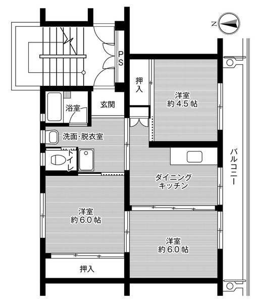 北九州市小倉北区日明のマンションの間取り