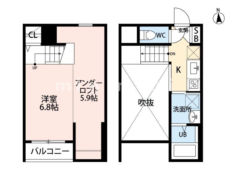 熊本市中央区黒髪のアパートの間取り