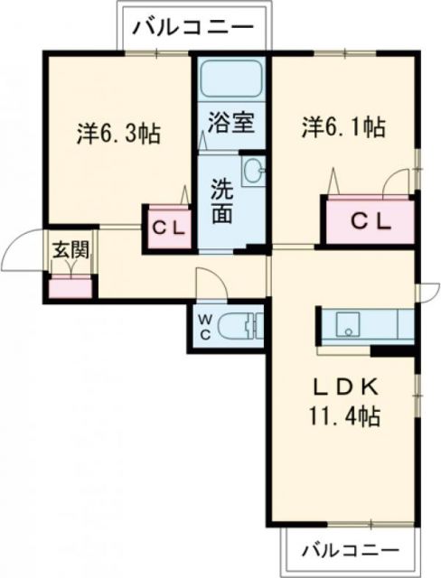 桑名市大字江場のマンションの間取り