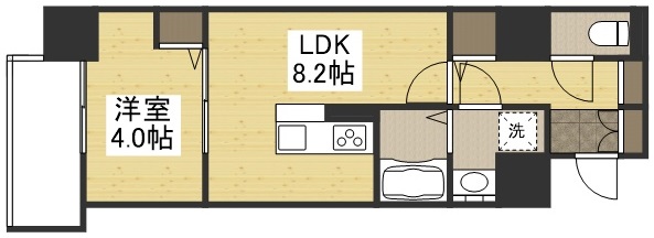 岡山市北区田町のマンションの間取り