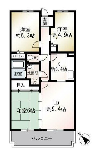 相鉄本線 二俣川駅 徒歩15分 5階建 築28年の間取り写真