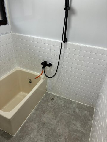 バス・シャワールーム　おしゃれなシャワーホース、バスタブは入れ替え済み
