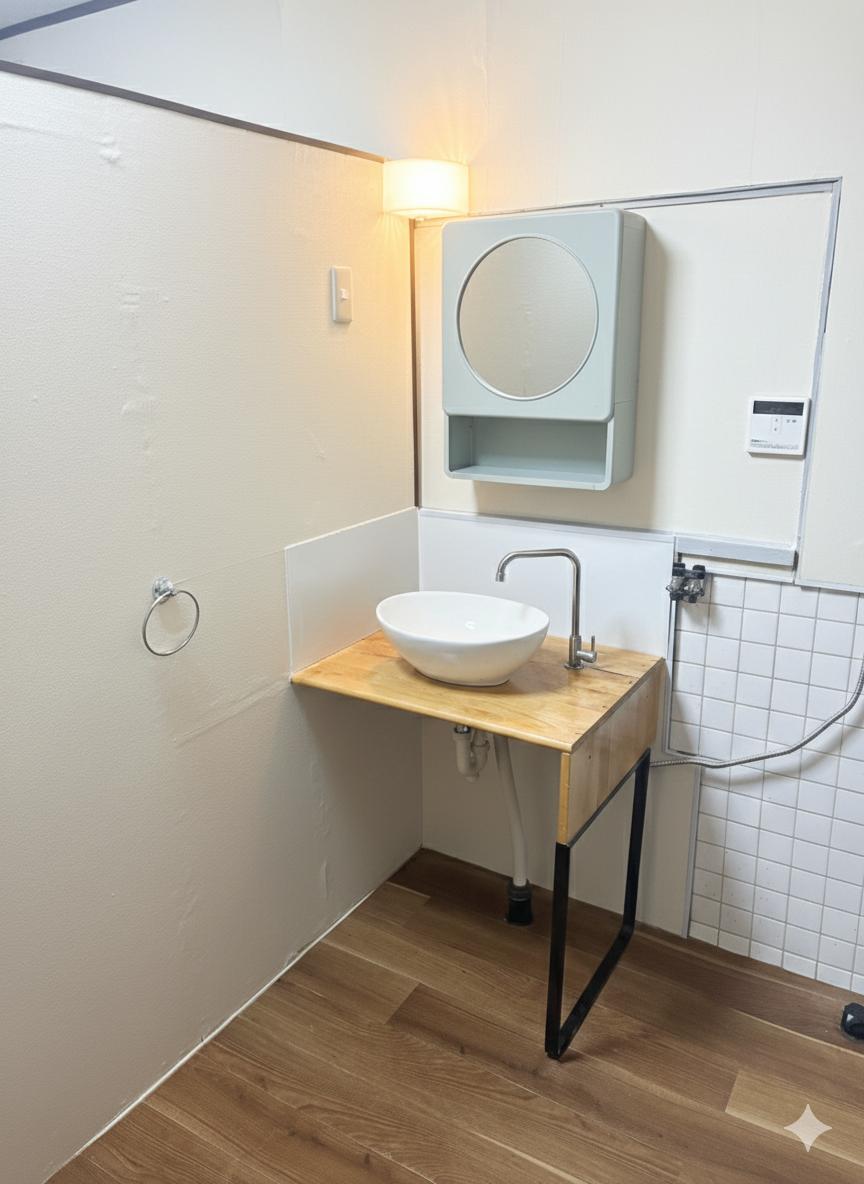 洗面設備　おしゃれな洗面ボウル付き