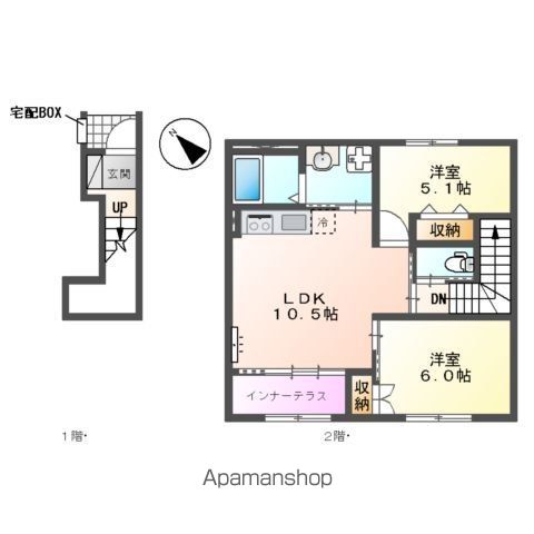 東金市田間アパートの間取り写真