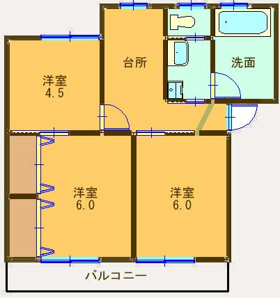 徳島市北田宮のマンションの間取り