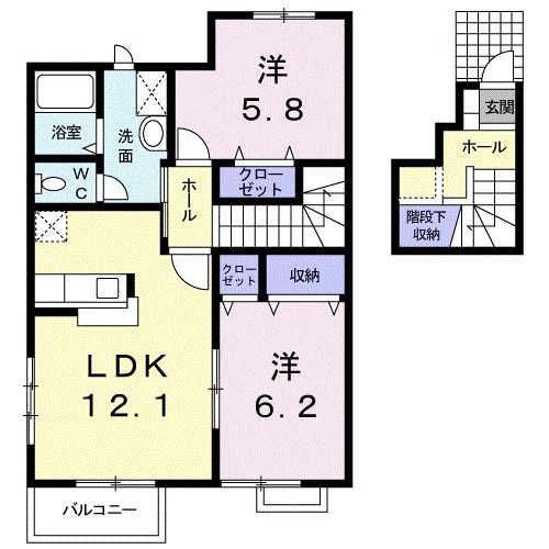 橋本市野のアパートの間取り