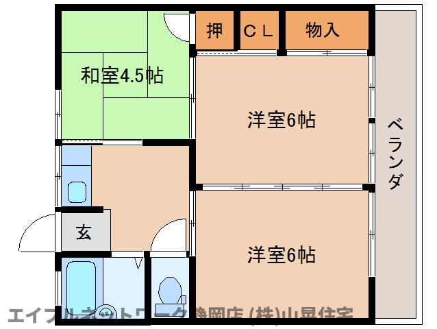 静岡県静岡市葵区平和３（マンション）の賃貸物件の間取り