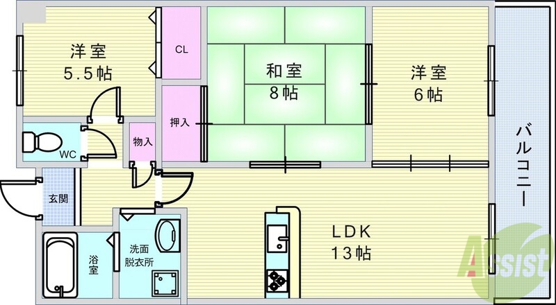 【サンライズ豊中の間取り】