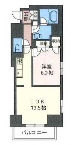 新宿区市谷山伏町のマンションの間取り