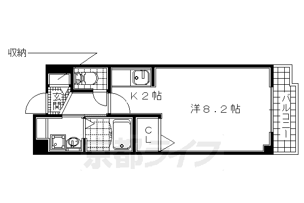 京田辺市東古森のアパートの間取り