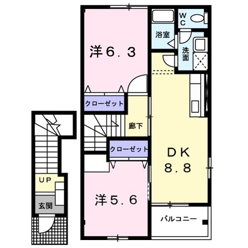 福井市和田東のアパートの間取り