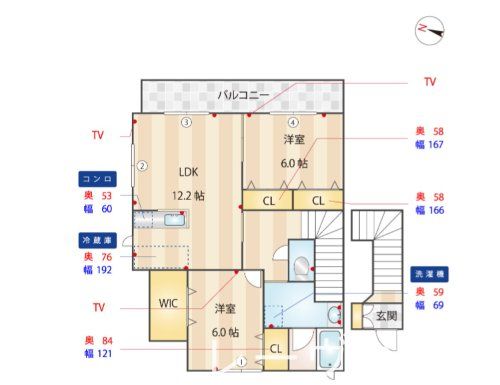 福岡市南区西長住のアパートの間取り