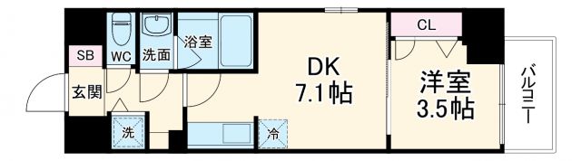 ライフフィールドなにわ本町RUELLEの間取り