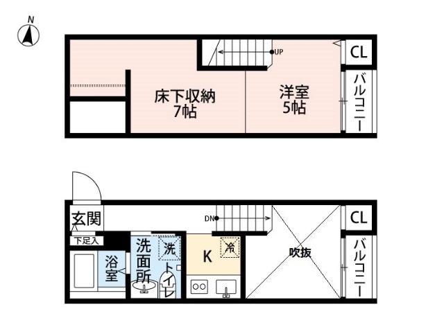 熊本市中央区南熊本のアパートの間取り